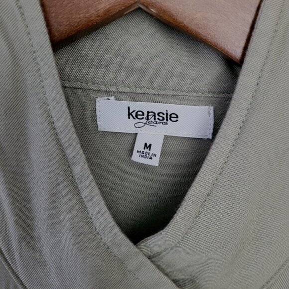 Kensie Jeans Soft Utility Jacket Shacket Womens Size M Green Adjustable Waist - Picture 6 of 8